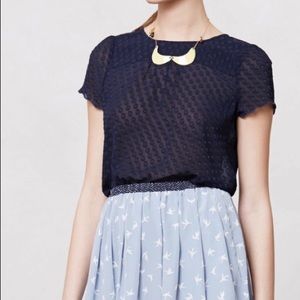 Anthropologie Maeve Size 2 Blue Semi-Sheer top
